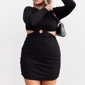 Princess Polly ORANI LONG SLEEVE MINI DRESS BLACK NWOT